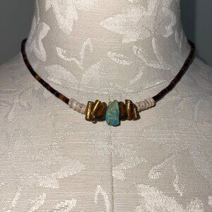 Vintage Womens Necklace Bohemian Turqoise Beaded Chocker